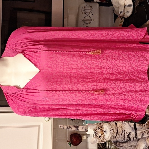 E womens Crown & Ivy solid pink long sleeve plus size pullover top 2X - Picture 1 of 4